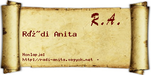 Rádi Anita névjegykártya